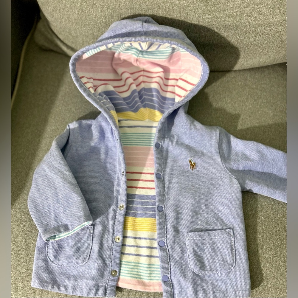 Ralph Lauren Baby Boy's (Reversible) Striped Oxford Hooded Jacket.